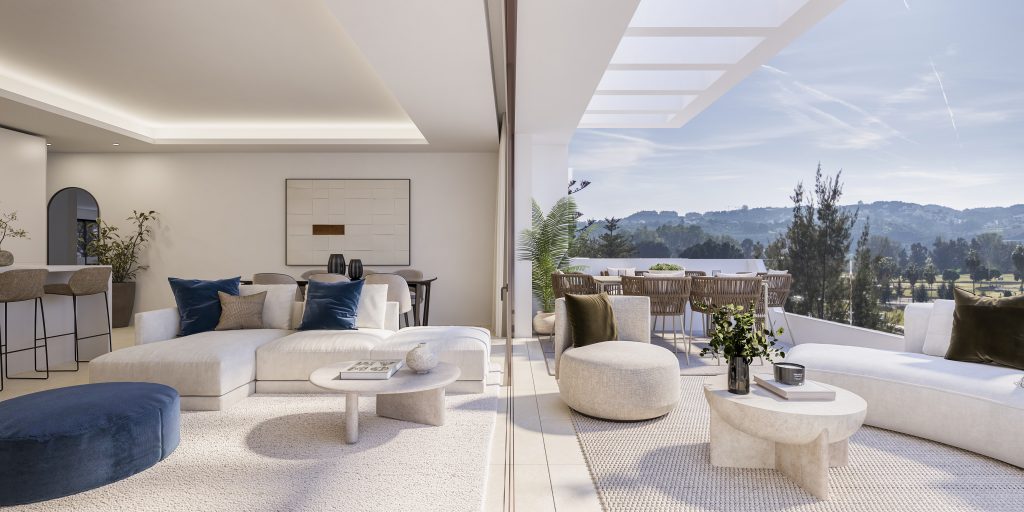 Helvet Green living room with golf views