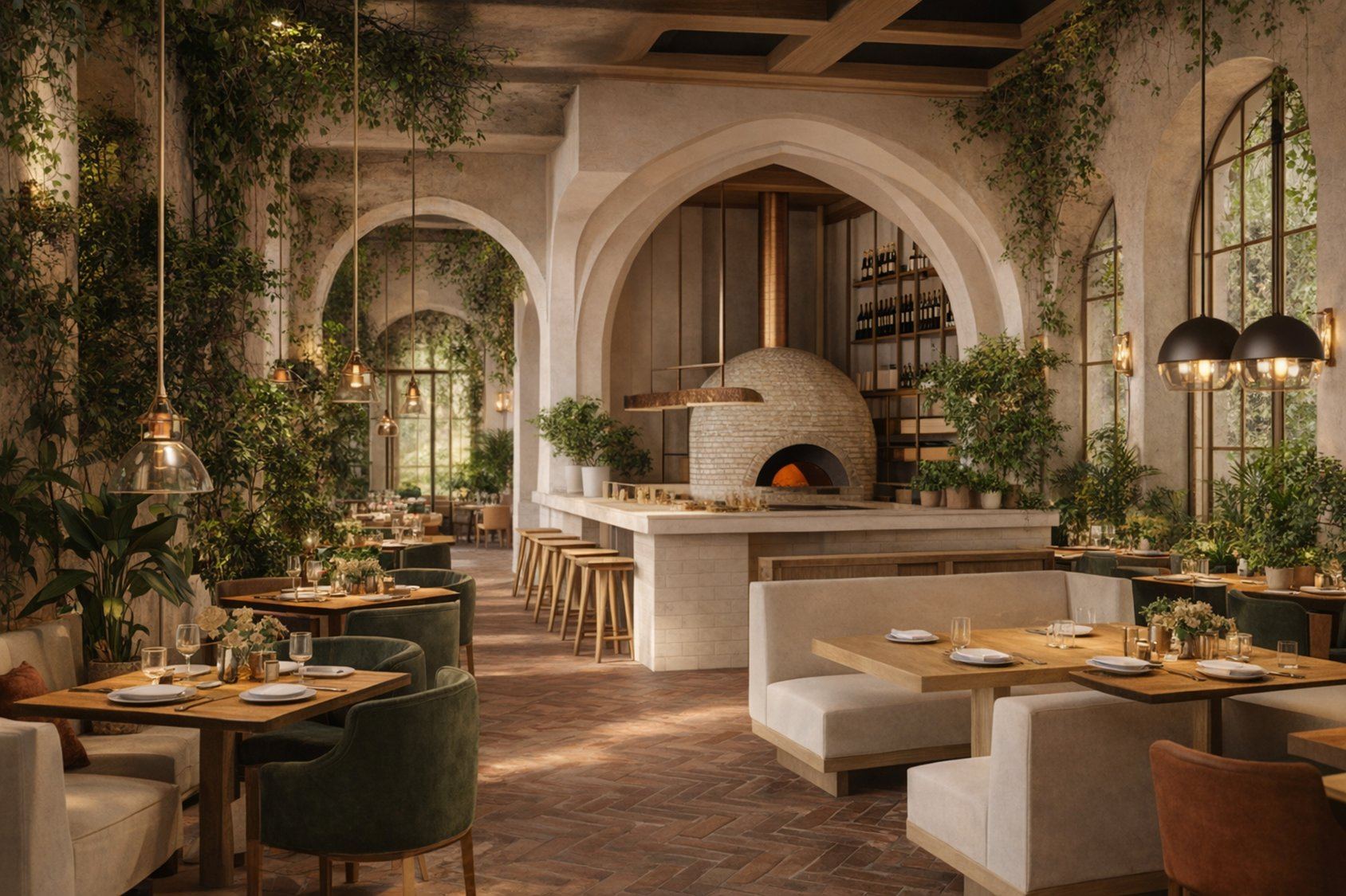 Restaurant with wood-fired oven