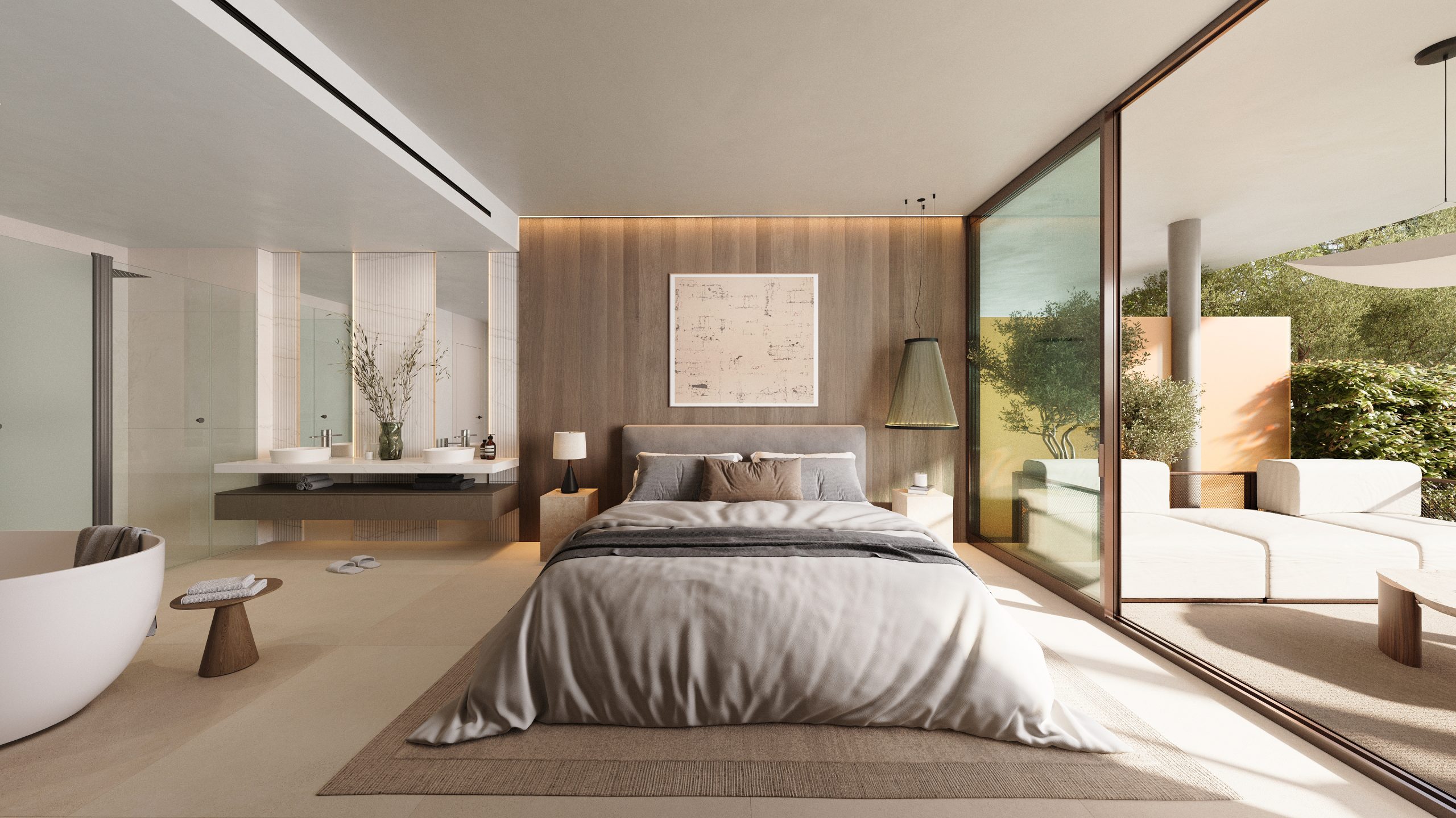 Waterfall master bedroom