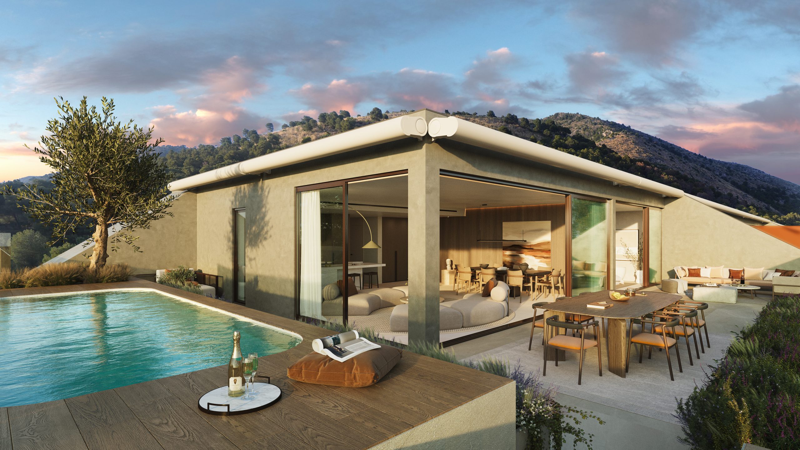 Waterfall penthouse pool exterior