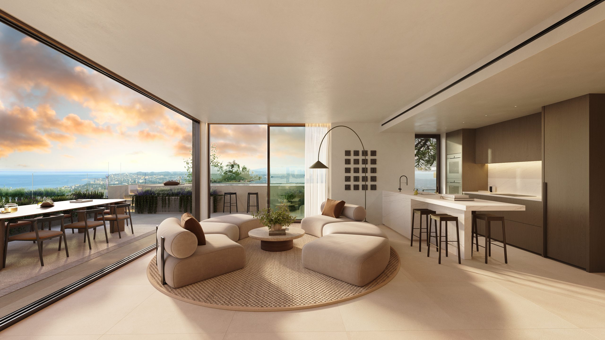 Penthouse interior sunset